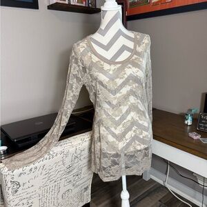 Vocal Tan Fitted Sheer Blouse